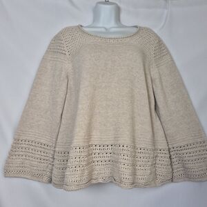 Style & Co. Cream Knit Bell-Sleeve Scoop Neck Sweater